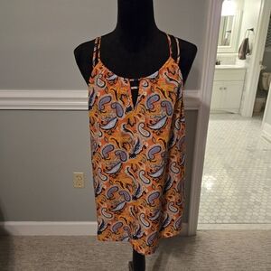 Stitch Fix Market & Spruce XXL orange paisley spaghetti strap tank top blouse
